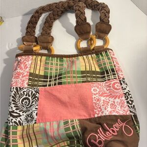 Billabong Pink, Green & Brown Patchwork Tote